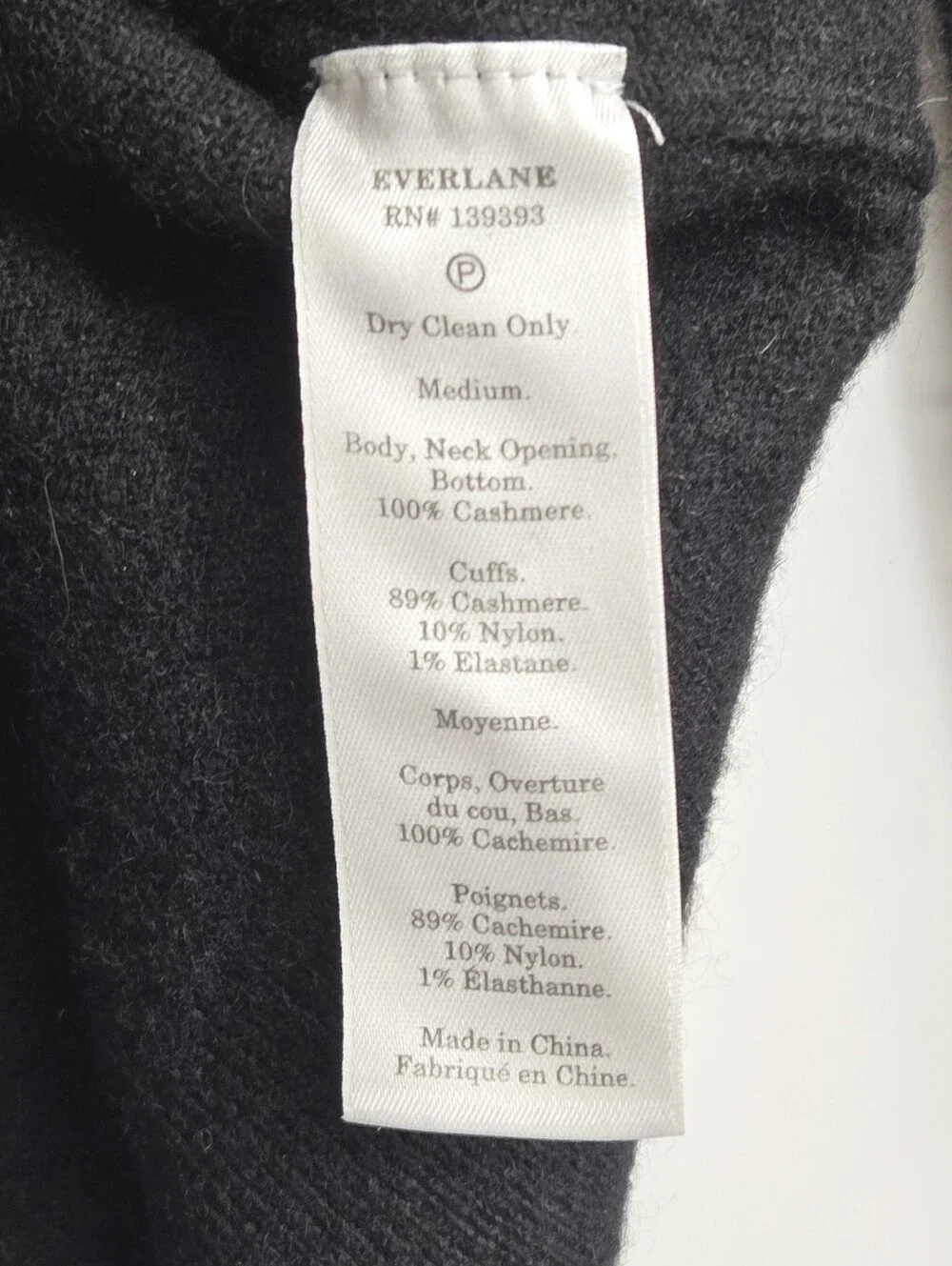 Everlane Cashmere Sweater Black Mock Neck Minimal Pullover